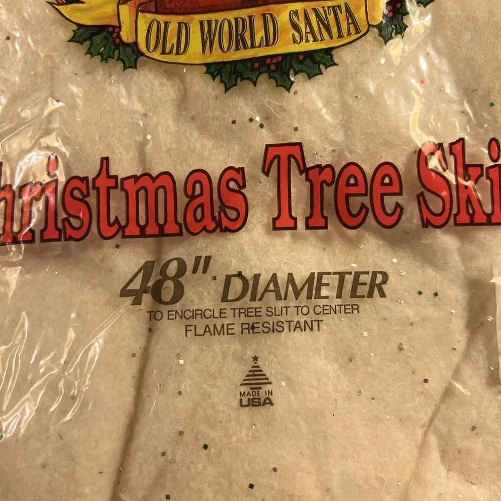 Vintage Sparkl-Tex Glittering Christmas Tree Skirt White w/ Glitter 48